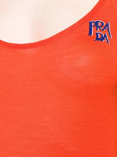 Shop Prada Fine Knit Camisole In F0049 Arancio