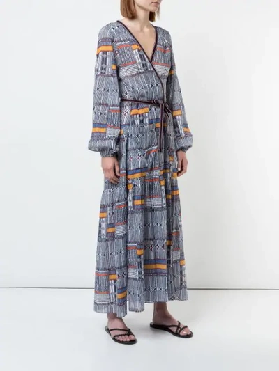 Shop Lemlem Kente Printed Robe Dress In Blue
