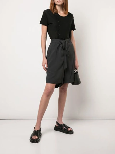 Shop Yohji Yamamoto Drawstring Shorts - Black