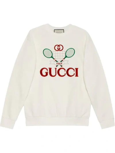 Shop Gucci Embroidered Sweatshirt In Neutrals