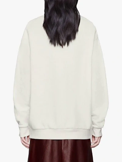 Shop Gucci Embroidered Sweatshirt In Neutrals