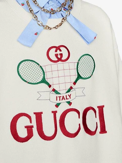Shop Gucci Embroidered Sweatshirt In Neutrals
