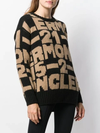 Shop Moncler Intarsia-knit Jumper In Neutrals