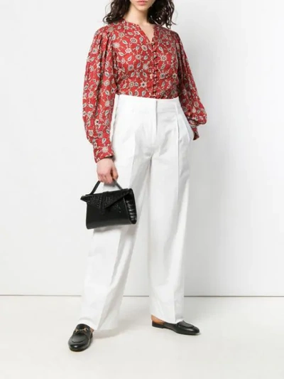 Shop Alberto Biani High-waisted Flare Trousers In White