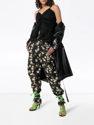 Off-white Floral Design Jogger Pants "black" In Black