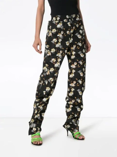 Off-white Floral Design Jogger Pants "black" In Black