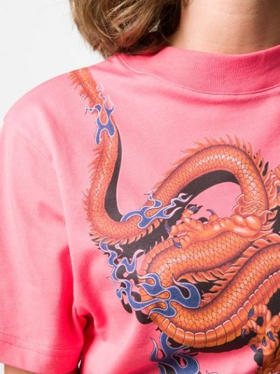 Shop Marine Serre T-shirt With Chinese Dragon Print - Pink