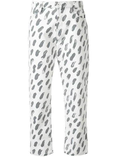 Shop Marni Patterned Cropped Jeans - White