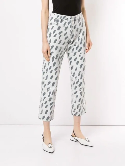 Shop Marni Patterned Cropped Jeans - White