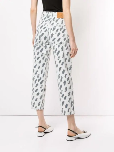 Shop Marni Patterned Cropped Jeans - White
