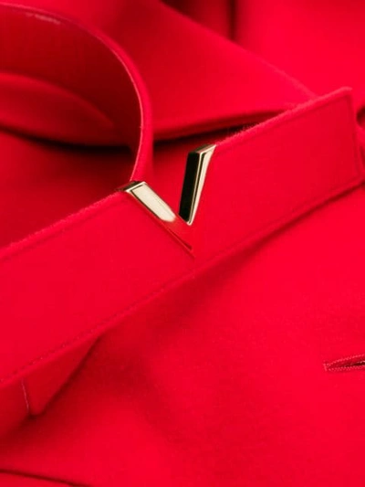 Shop Valentino V Logo Belt Coat In Red