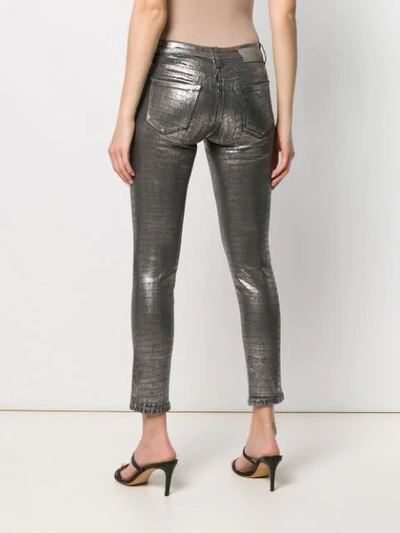 Shop Pinko Metallic Skinny Trousers - Grey