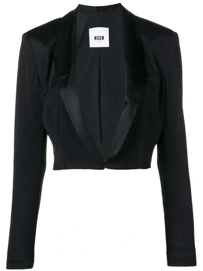 Shop Msgm Cropped Jacket In Black