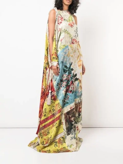 Shop Oscar De La Renta Floral Print Maxi Dress In Neutrals