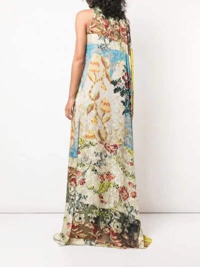 Shop Oscar De La Renta Floral Print Maxi Dress In Neutrals
