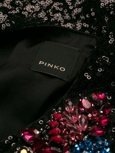 PINKO 亮片裹身式连衣裙 - 黑色