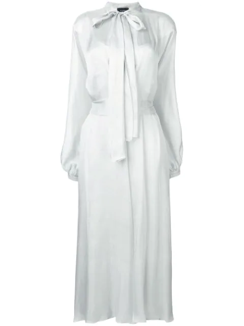Irina Schrotter Long Tie-waist Dress In Grey | ModeSens