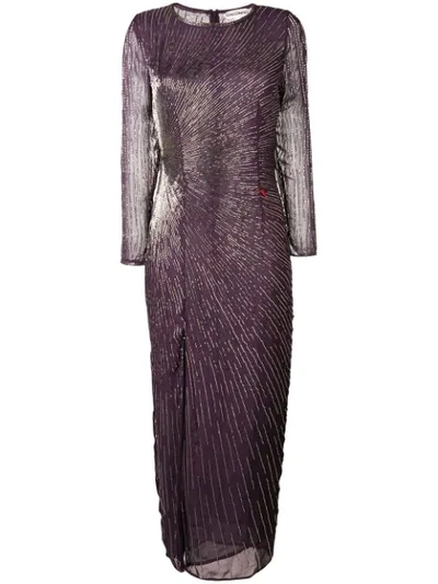Shop Giacobino Bead Embroidered Slit Front Dress In Purple