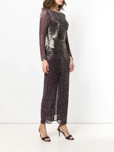 Shop Giacobino Bead Embroidered Slit Front Dress In Purple