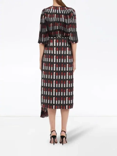 Shop Prada Lipstick Print Twill Dress In Black ,red