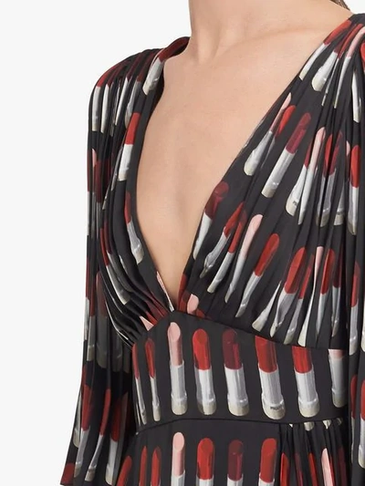 Prada Lipstick Print Twill Dress In Black ,red