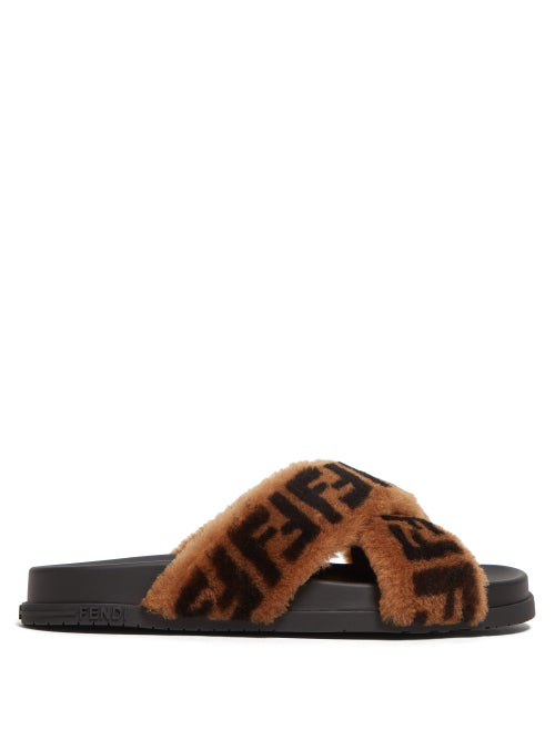 fendi shearling slides