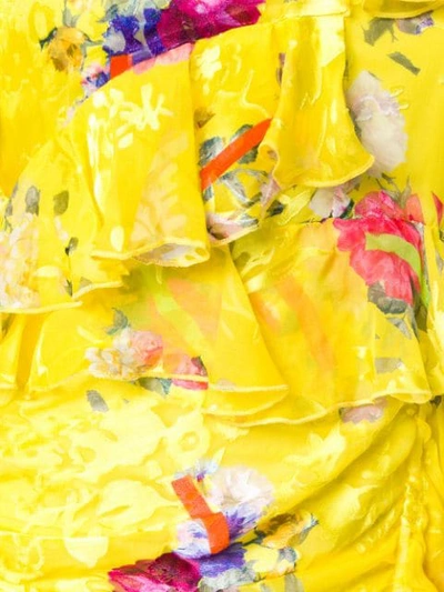 Shop Preen By Thornton Bregazzi Nickesha Floral Asymmetric Dress In Yellow