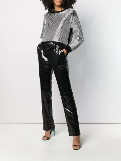 Shop Rta Sequinned Trousers In Black