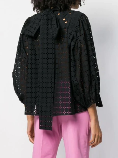 Shop Rochas Broderie Anglaise Blouse In Black