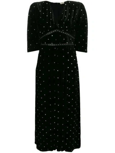 Shop Fendi Embellished Flared Maxi Dress In Black