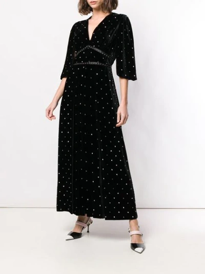 Shop Fendi Embellished Flared Maxi Dress In Black