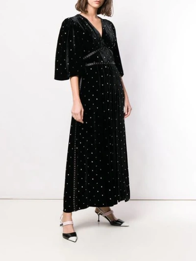 Shop Fendi Embellished Flared Maxi Dress In Black