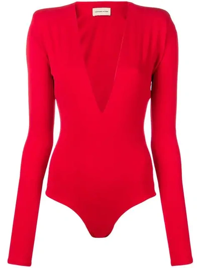 Shop Alexandre Vauthier Deep V-neck Body In Red