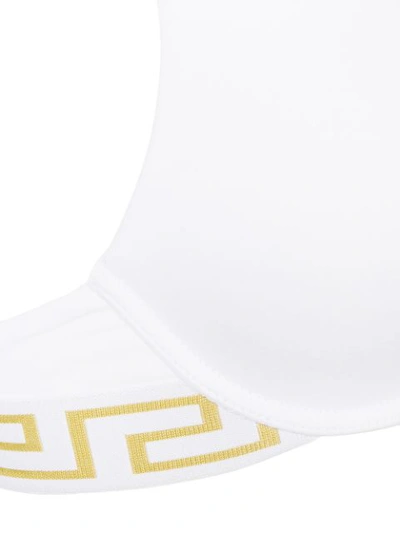 Shop Versace Intarsia Print Bra In White