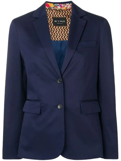 Shop Etro Tailored Blazer Jacket In Blue