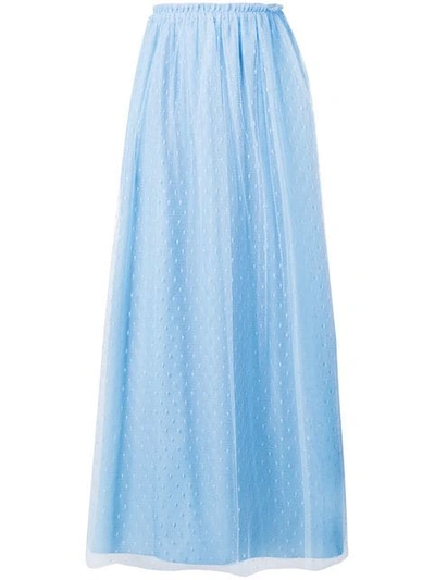 Shop Red Valentino Point D'esprit Tulle Skirt In Blue