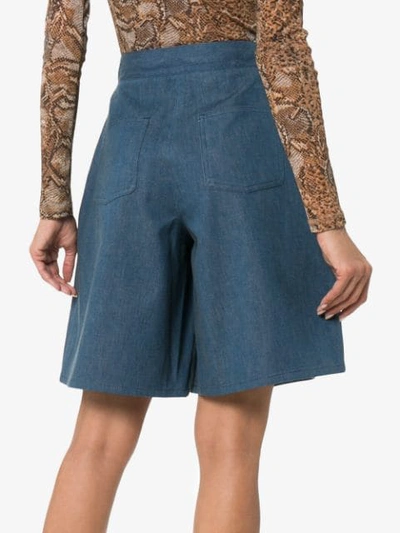 Shop Gucci Horsebit Detail Denim Shorts In Blue