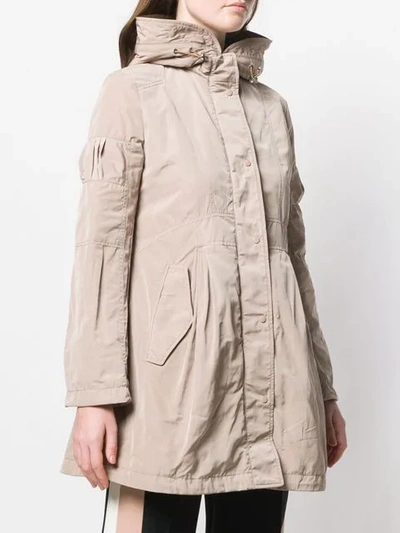 Shop Moncler Hooded Coat In Neutrals