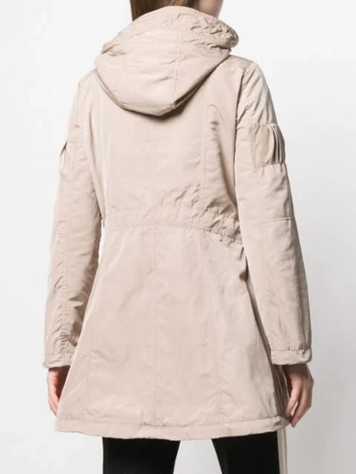 Shop Moncler Hooded Coat In Neutrals