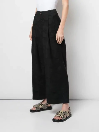 Shop Uma Wang Circle Patterned Wide Leg Trousers In Black