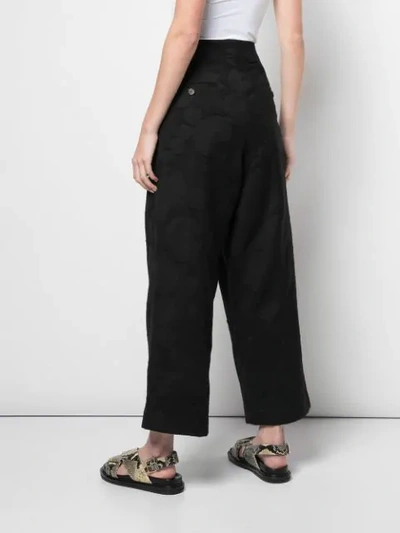 Shop Uma Wang Circle Patterned Wide Leg Trousers In Black