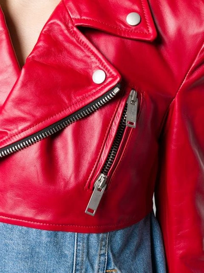Shop Ben Taverniti Unravel Project Panelled Asymmetric Biker Jacket In Red