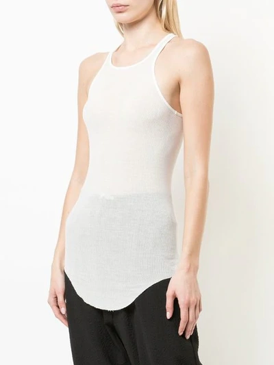 Shop Rick Owens Ribbed Tank Top In White