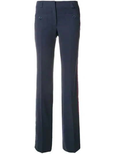 Shop Carven Side Stripe Trousers In Blue