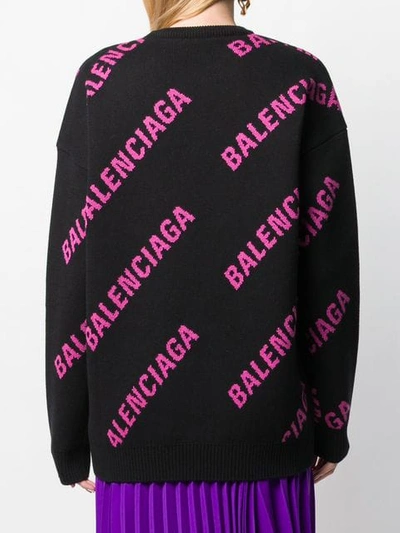 Shop Balenciaga Logo Crew Neck Sweatshirt In Black