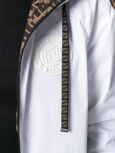 Shop Fendi Monogram Trim Hooded Jacket - White