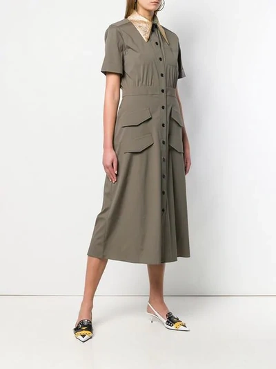 Shop Rochas Oversized Collar Shirt Dress In Green