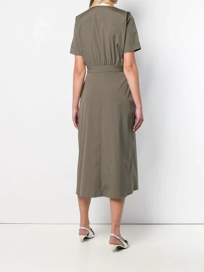 Shop Rochas Oversized Collar Shirt Dress In Green