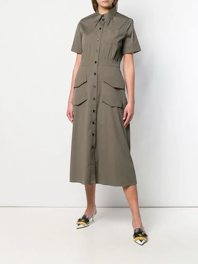 Shop Rochas Oversized Collar Shirt Dress In Green