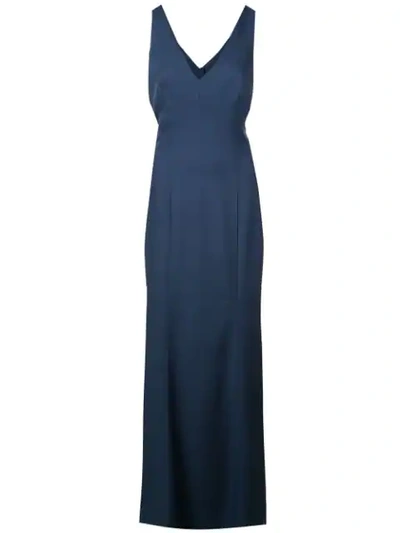 AMSALE LONG SLEEVELESS EVENING DRESS - 蓝色